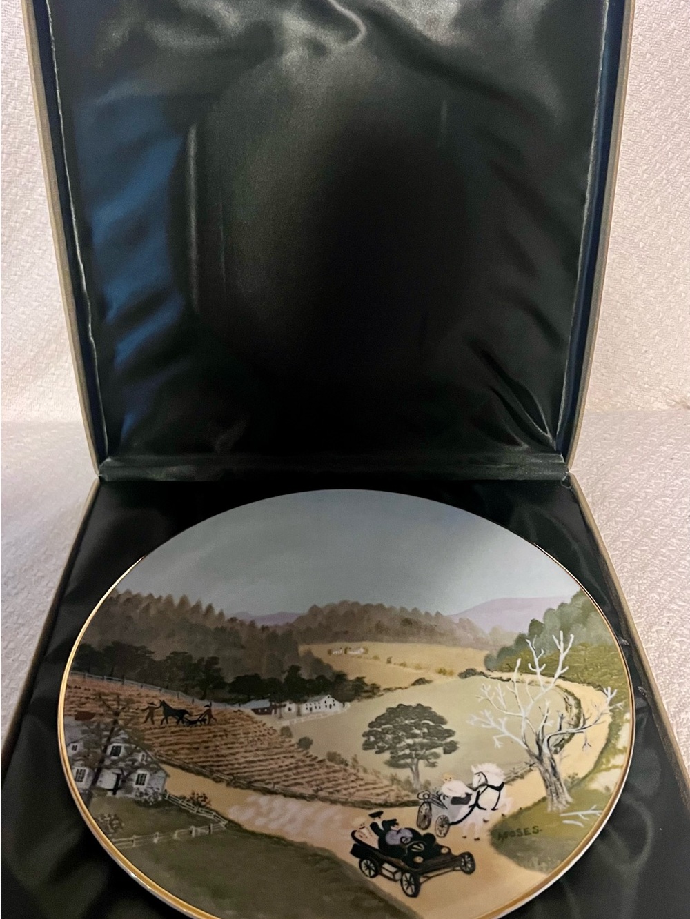 Decorative Collector Plate “The Old Automobile” signed by Grandma Moses